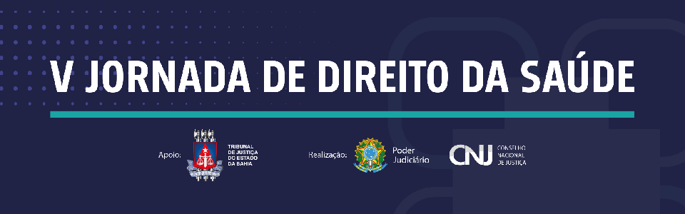 Arte digital da V Jornada de Direito da Saúde que será realizada na cidade de Salvador, Bahia.