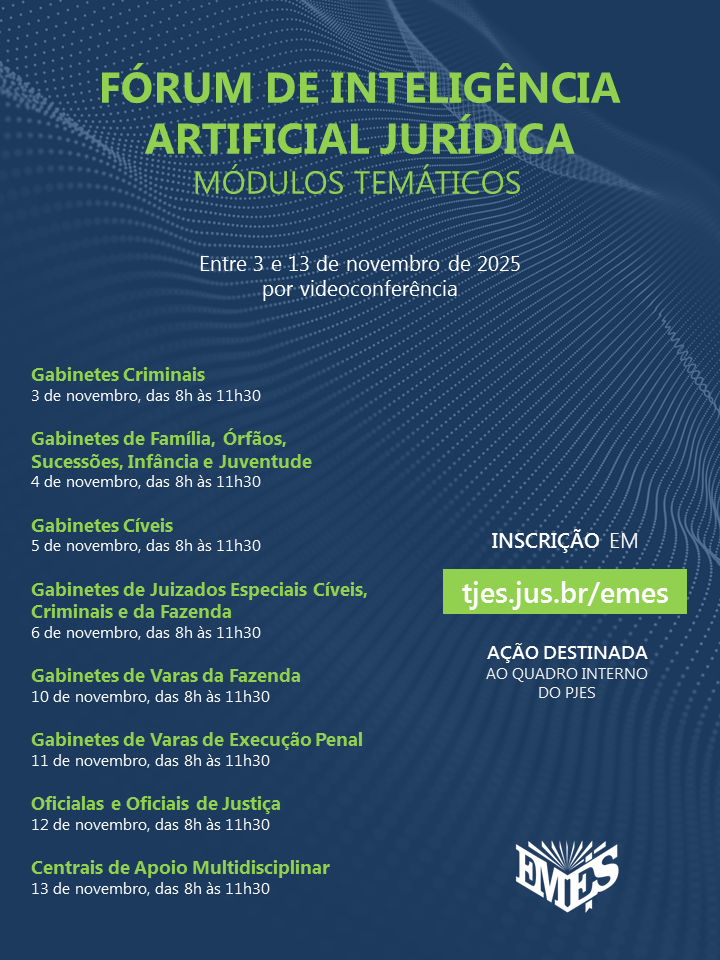 Ação remota Fórum de Inteligência Artificial Jurídica —  Módulos Temáticos