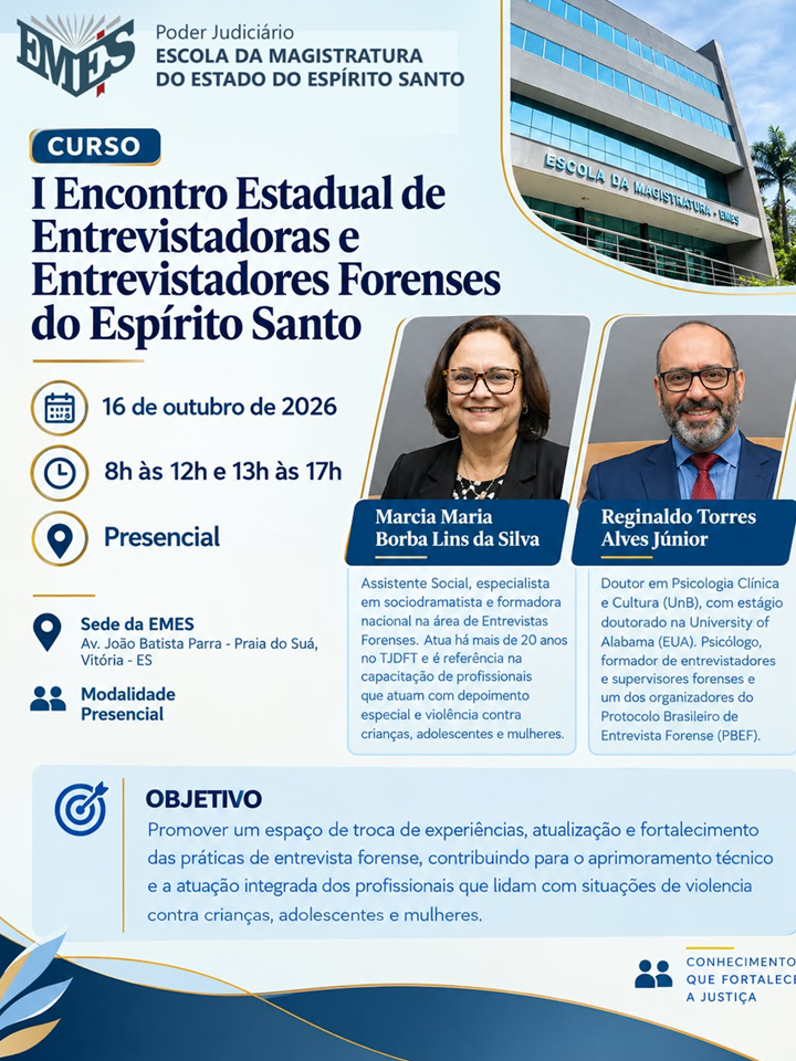I Encontro Estadual de Entrevistadoras e Entrevistadores Forenses do Espírito Santo