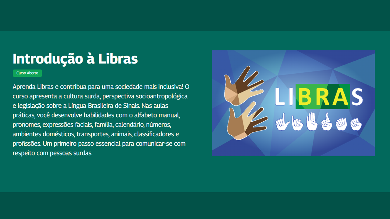 Curso autoinstrucional Introdução à Libras, da Enap