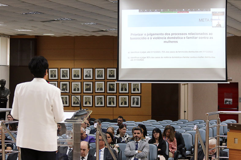 Rita Almeida, apresentou no salão do Tribunal Pleno do TJES, a Proposta Inicial de Metas – PIME, para o ano de 2025.