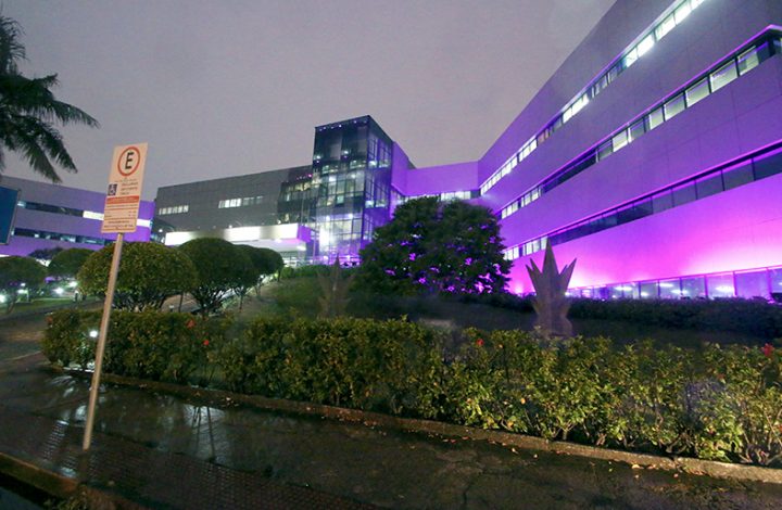 Prédio do Tribunal de Justiça do Espírito Santo recebe iluminação na cor rosa