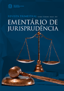 Arte digital da revista trimestral Ementário de Jurisprudência, com os dizeres: "Revista Ementário de Jurisprudência Trimestral" e "Janeiro, fevereiro e março de 2024".