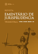 Arte digital da revista trimestral Ementário de Jurisprudência, com os dizeres: "Revista Ementário de Jurisprudência Trimestral" e "Outubro, Novembro e Dezembro de 2022".