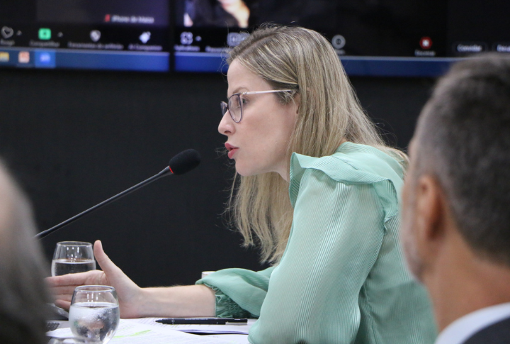 Servidora fala em reunião