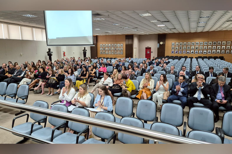 Plateia presente na reunião realizada no salão do Tribunal Pleno no TJES.