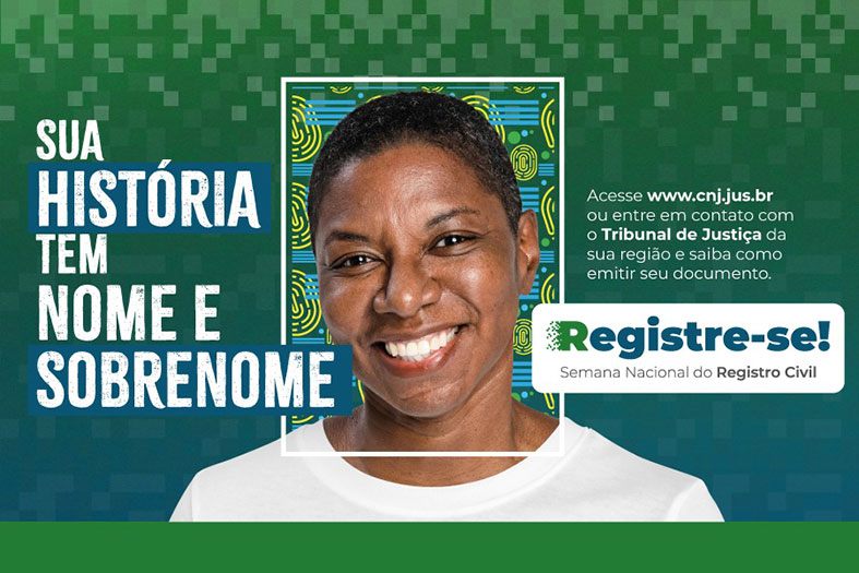 Arte digital da campanha "Registre-se" do CNJ.