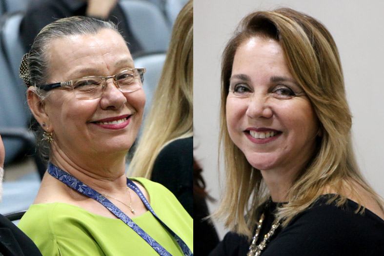 Servidores do TJES Josefa Gama e Mariza Ferrari sorriem para a câmera.