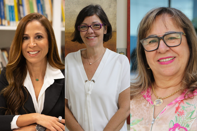 montagem com as fotos das magistradas Gisele Oliveira, Patrícia Neves e Hermínia Azoury.
